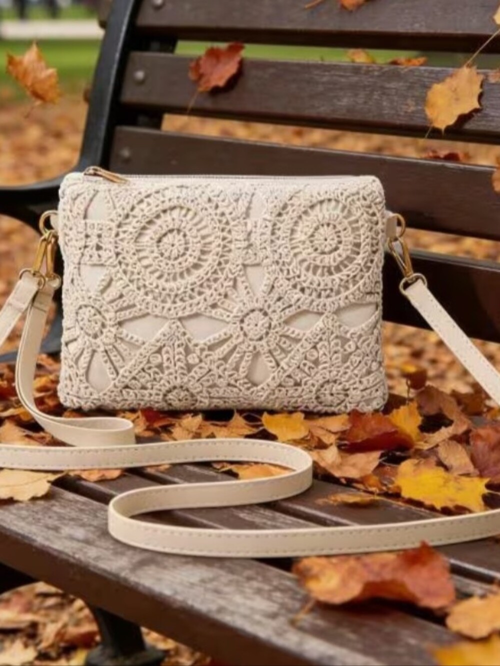 Cream Crochet Crossbody Bag - Elegant Women’s Shoulder Bag